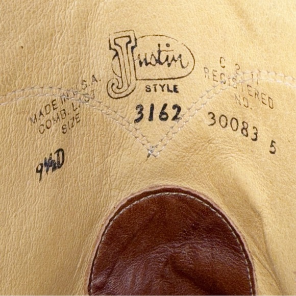 Men’s Justin USA Brown Leather Round Toe western Roper Cowboy boots 91/2D main image 12